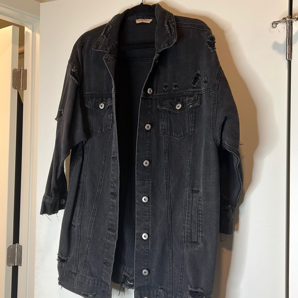 Over sized, Distressed jean jacket